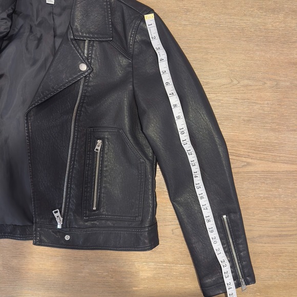 Topshop Faux Leather Black Moto Jacket Womens Size US 8-Zipped Sleeve-Super Cute - Picture 16 of 16